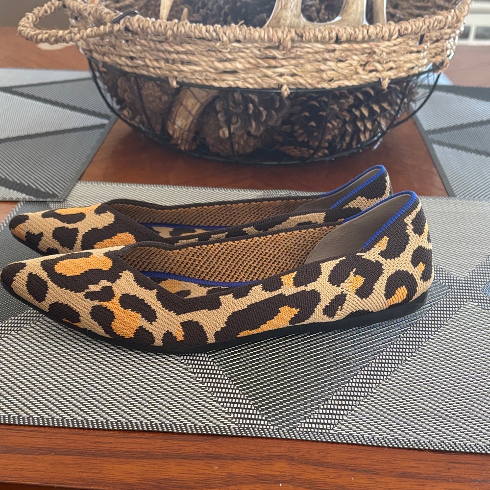 Rothy's Leopard Print Flats with Blue Trim - Picture 4 of 6
